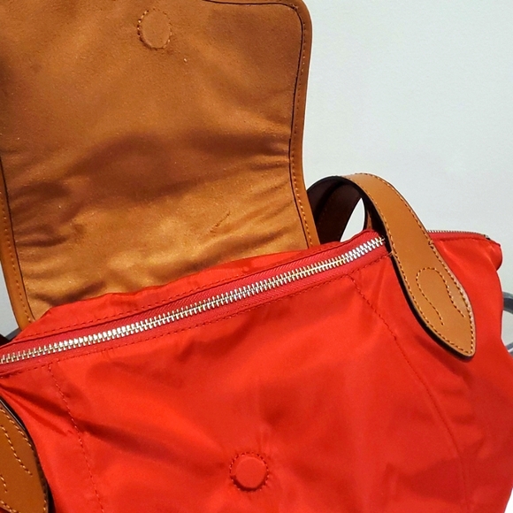 R.L.L RALPH LAUREN Red Packable Tote/Bag Nylon w. Leather Straps - Picture 8 of 12